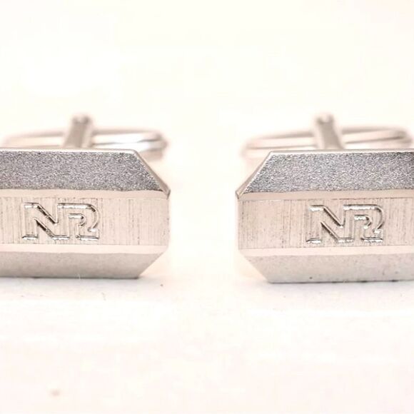 Nina Ricci Silver Hammer Cufflinks with Original Box Wedding Engraved Me… - Picture 2 of 10